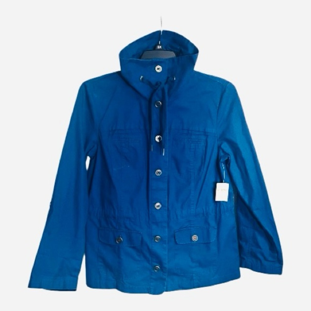 Coldwater Creek Cotton Ringstop Button Drawstring Jacket 4 Pocket Jacket size 10